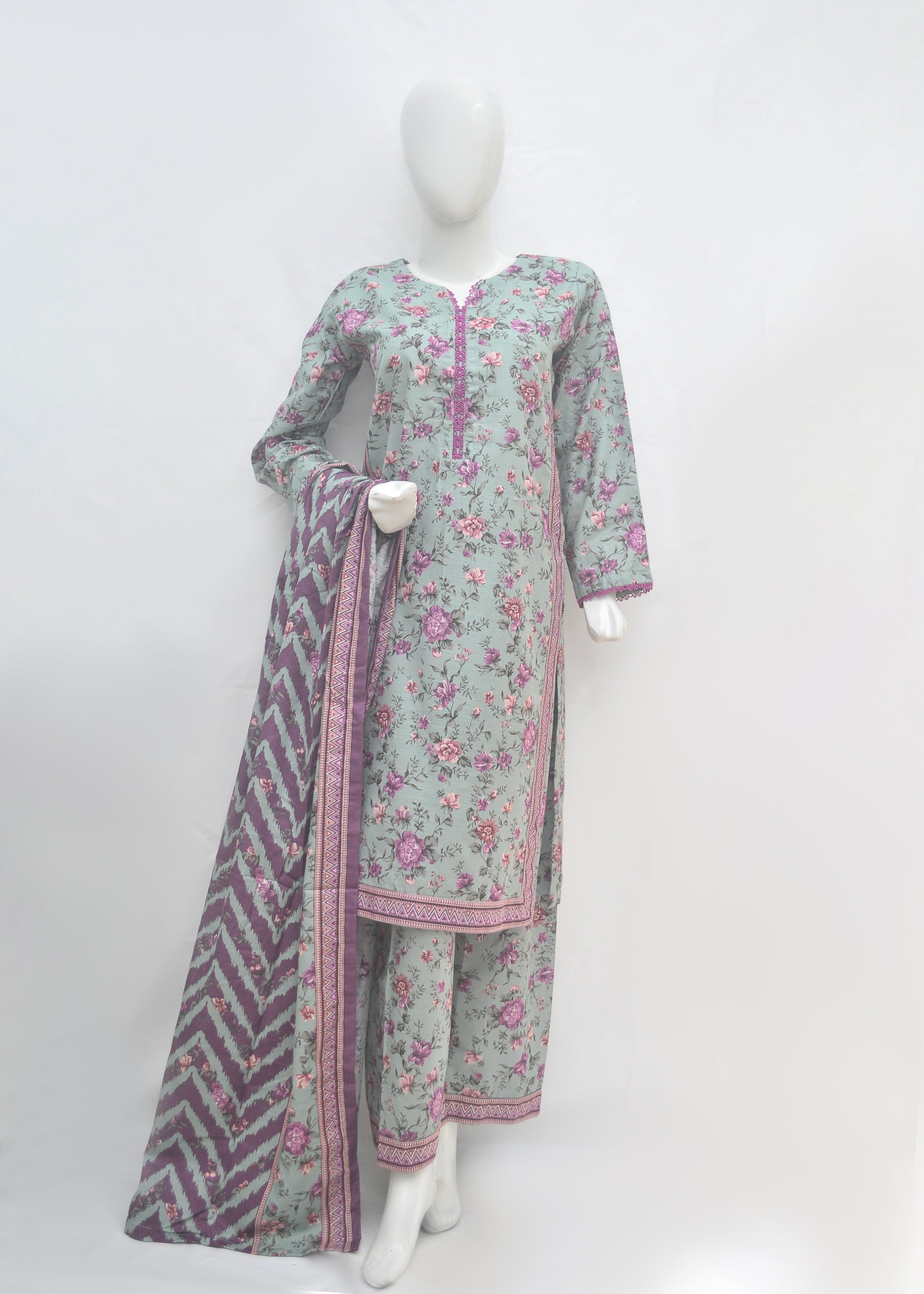 BinSaeed Printed 3pc Kurti - Khaddar
