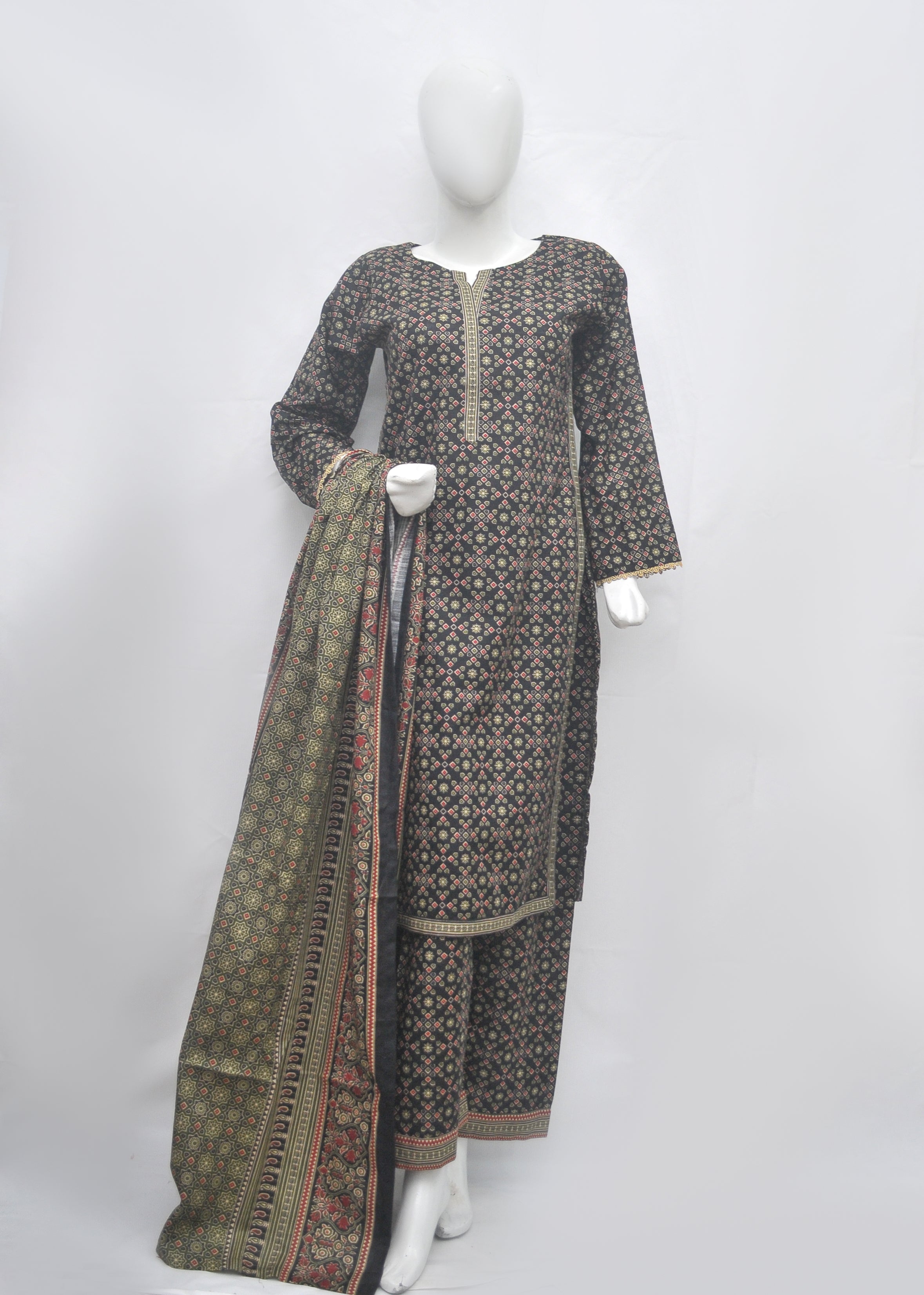 BinSaeed Printed 3pc Kurti - Khaddar