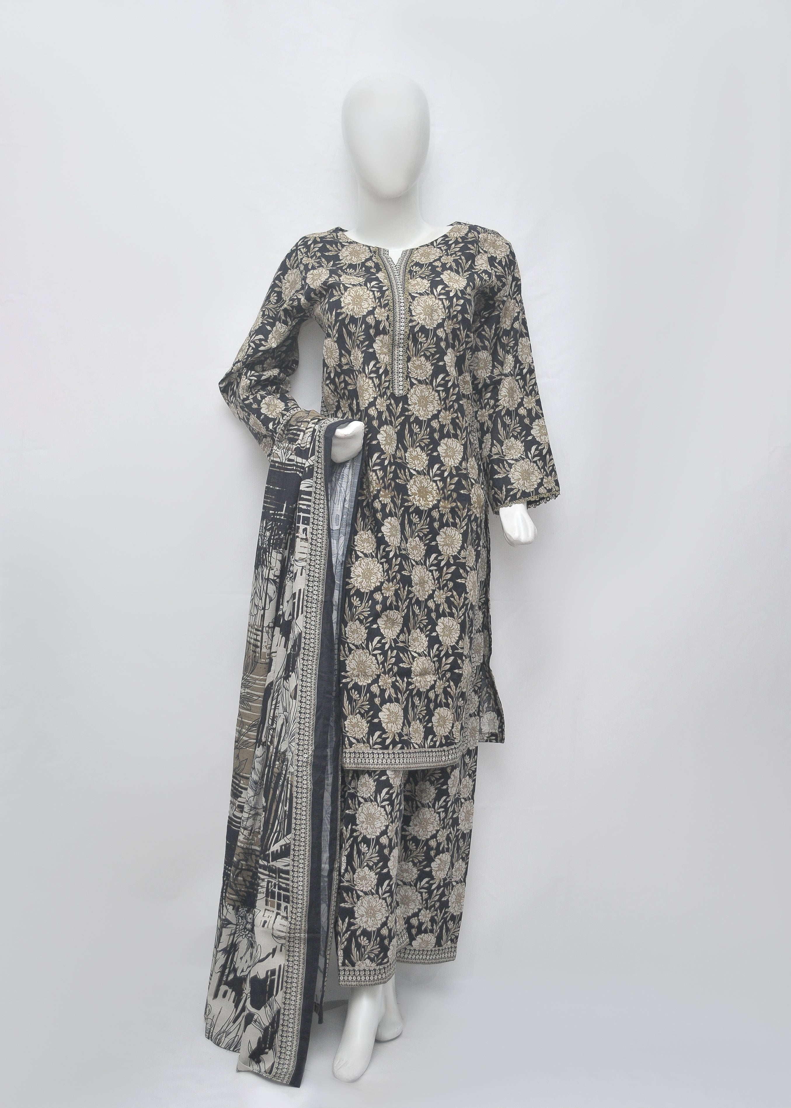 BinSaeed Printed 3pc Kurti - Khaddar