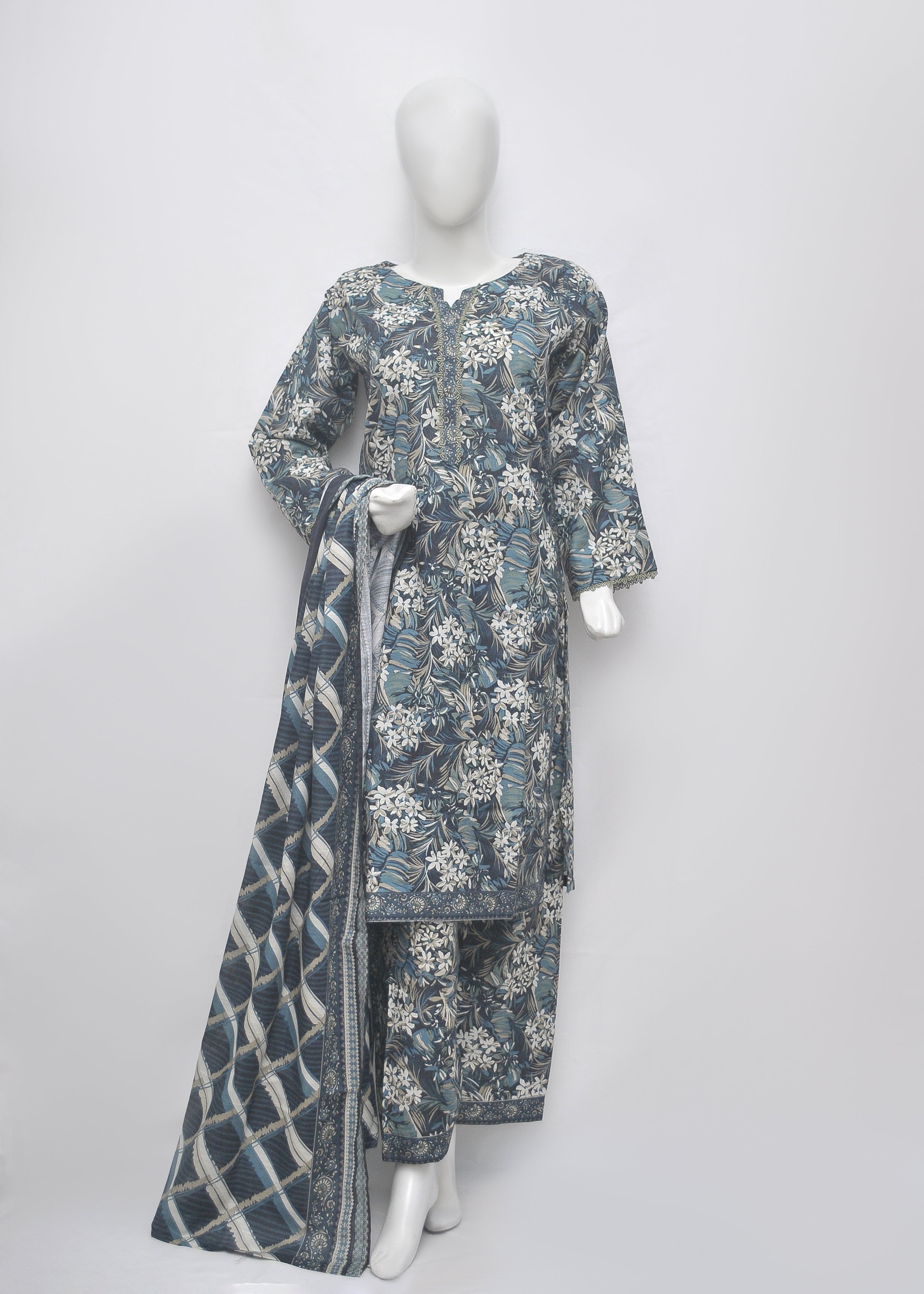 BinSaeed Printed 3pc Kurti - Khaddar