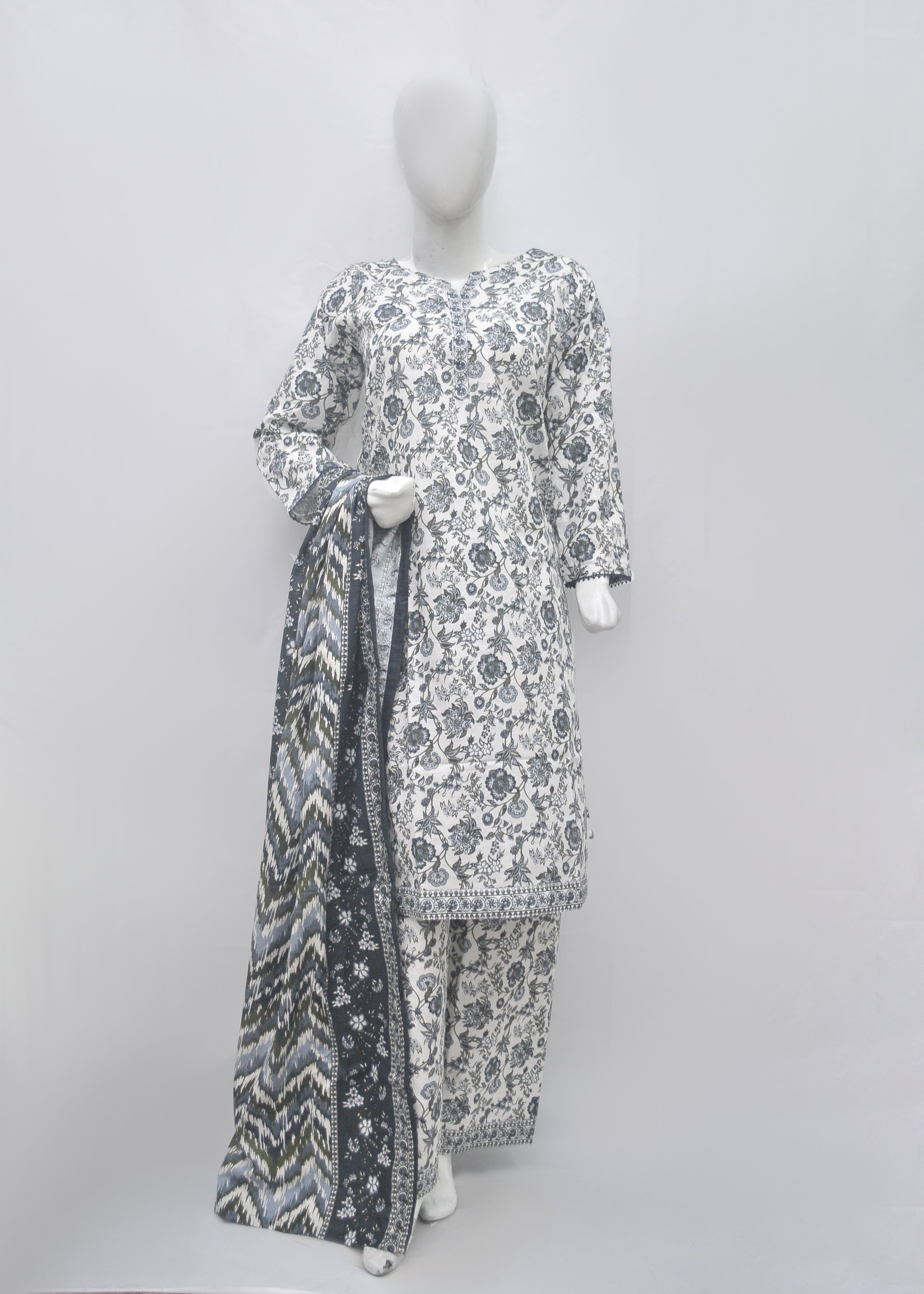 BinSaeed Printed 3pc Kurti - Khaddar