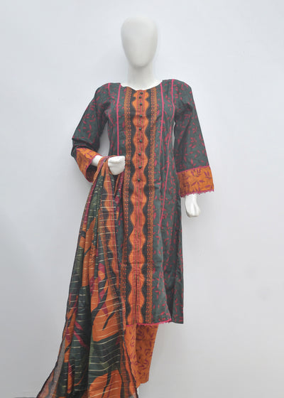 Printed 3pc Frock - BinSaeed Original