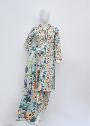 Premium Printed 3pc Khaddar Suit – Winter Collection