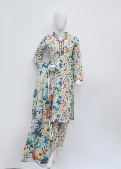 Premium Printed 3pc Khaddar Suit – Winter Collection
