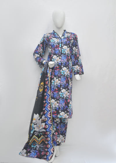Premium Printed 3pc Khaddar Suit – Winter Collection