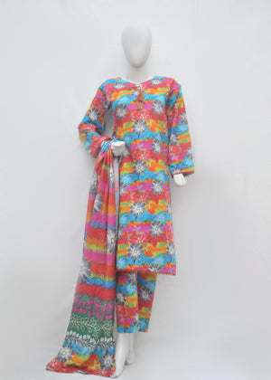 Premium Printed 3pc Khaddar Suit – Winter Collection