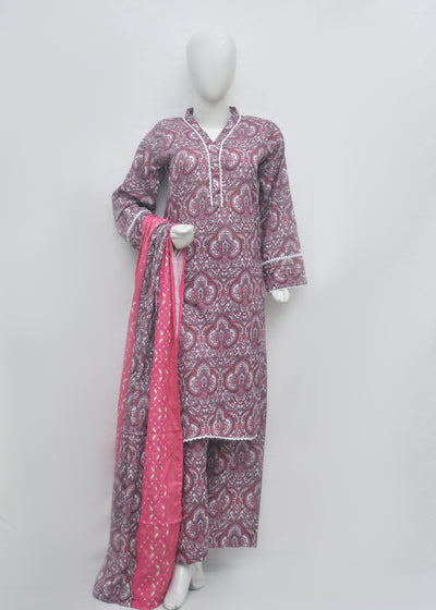 Premium Printed 3pc Khaddar Suit – Winter Collection