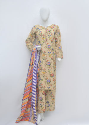 Premium Printed 3pc Khaddar Suit – Winter Collection