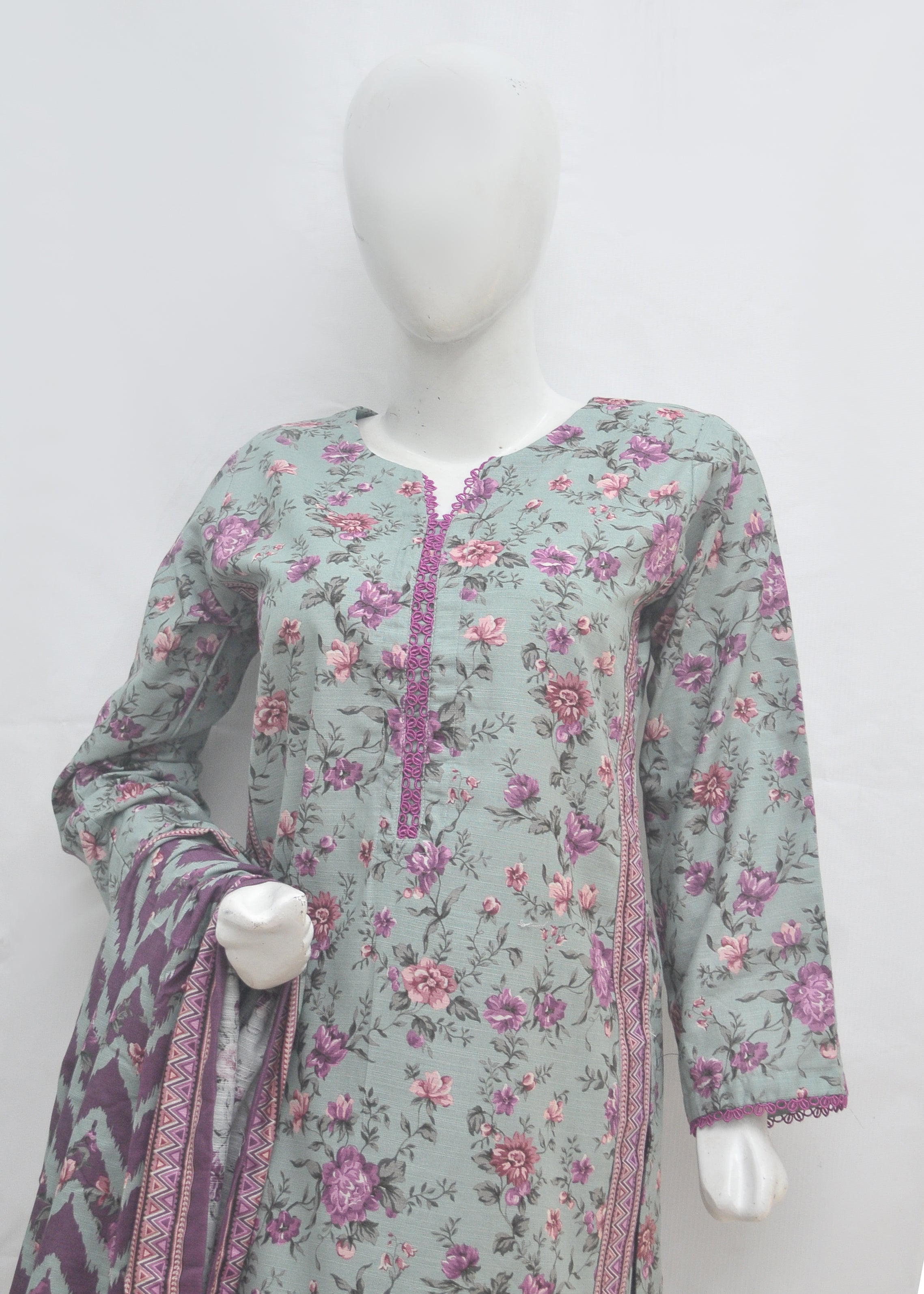 BinSaeed Printed 3pc Kurti - Khaddar