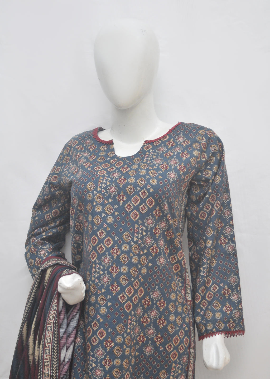 BinSaeed Printed 3pc Kurti - Khaddar