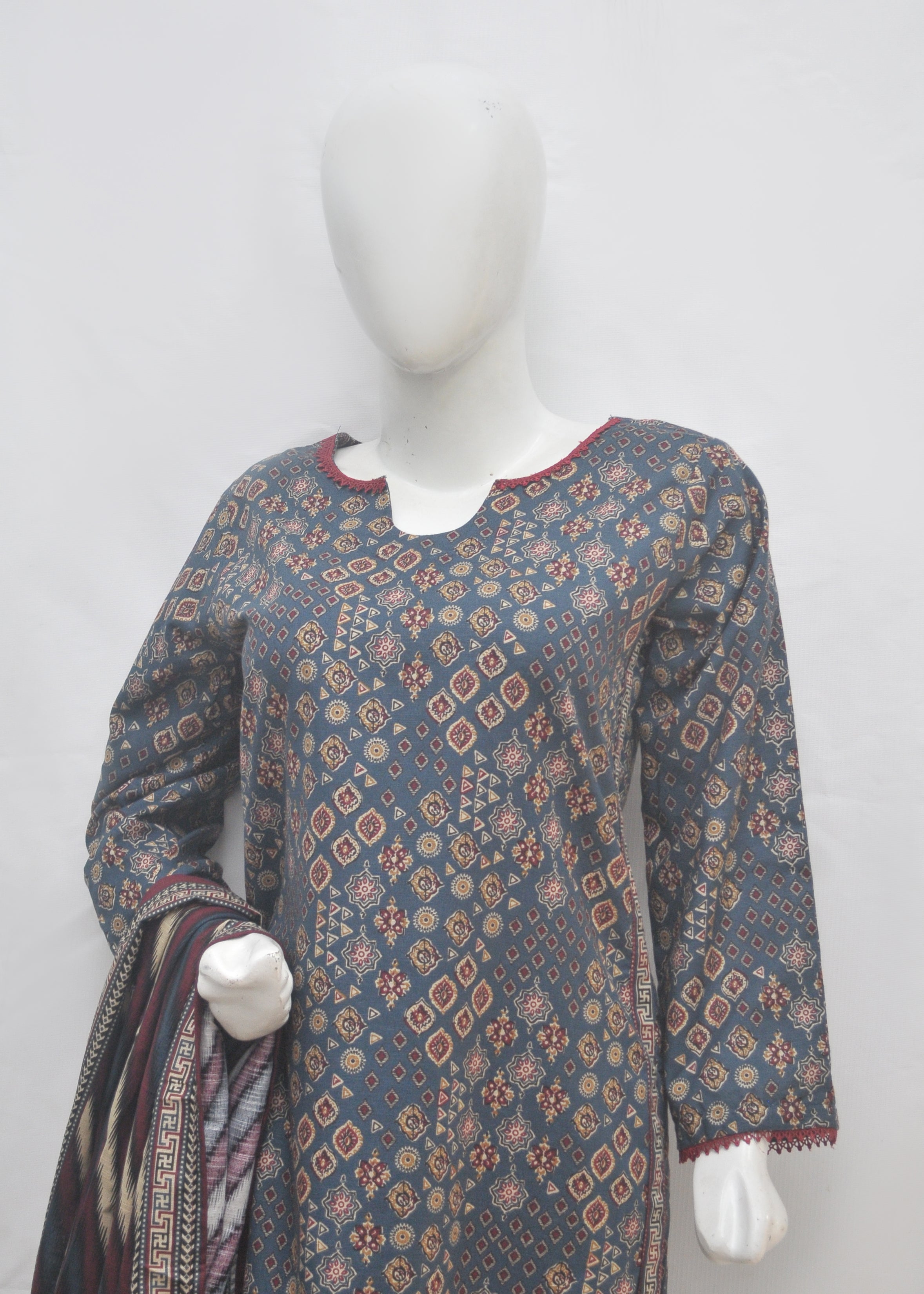 BinSaeed Printed 3pc Kurti - Khaddar