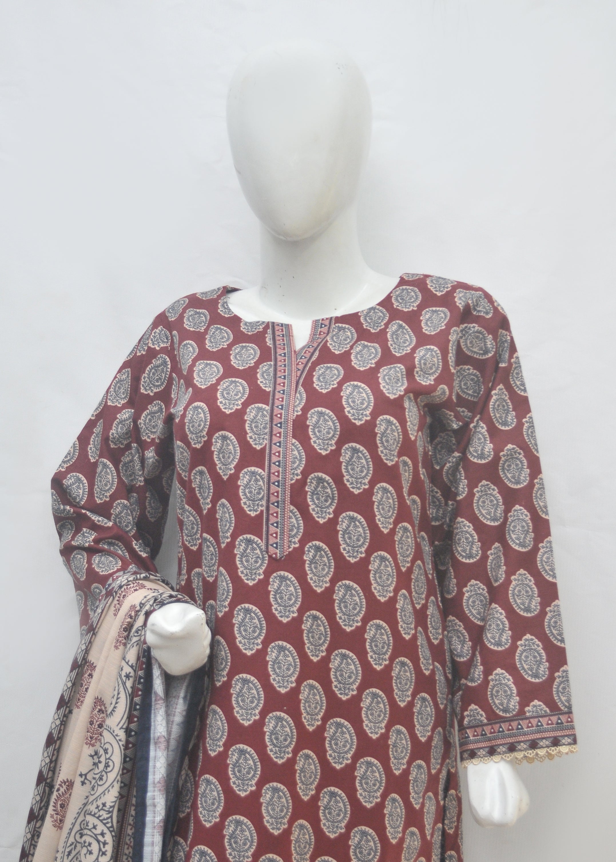 BinSaeed Printed 3pc Kurti - Khaddar
