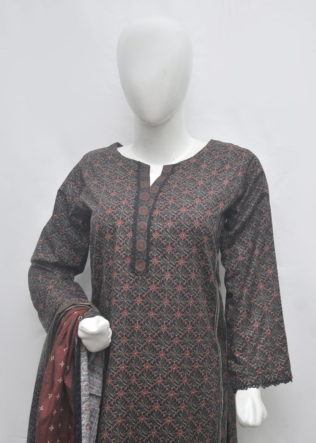 BinSaeed Printed 3pc Kurti - Khaddar
