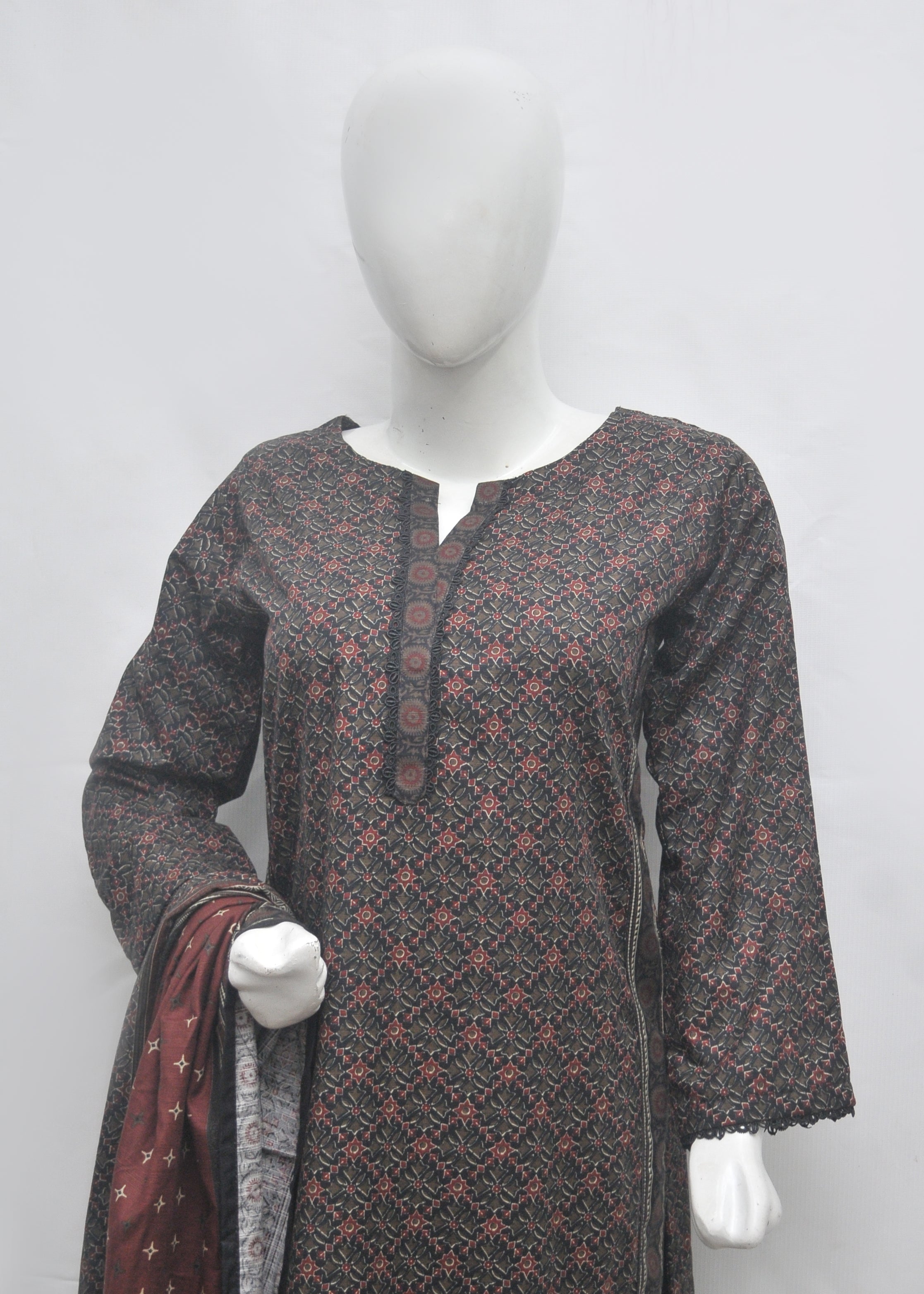 BinSaeed Printed 3pc Kurti - Khaddar
