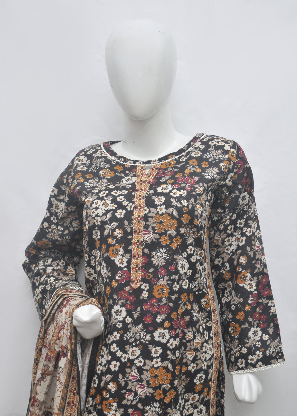 BinSaeed Printed 3pc Kurti - Khaddar