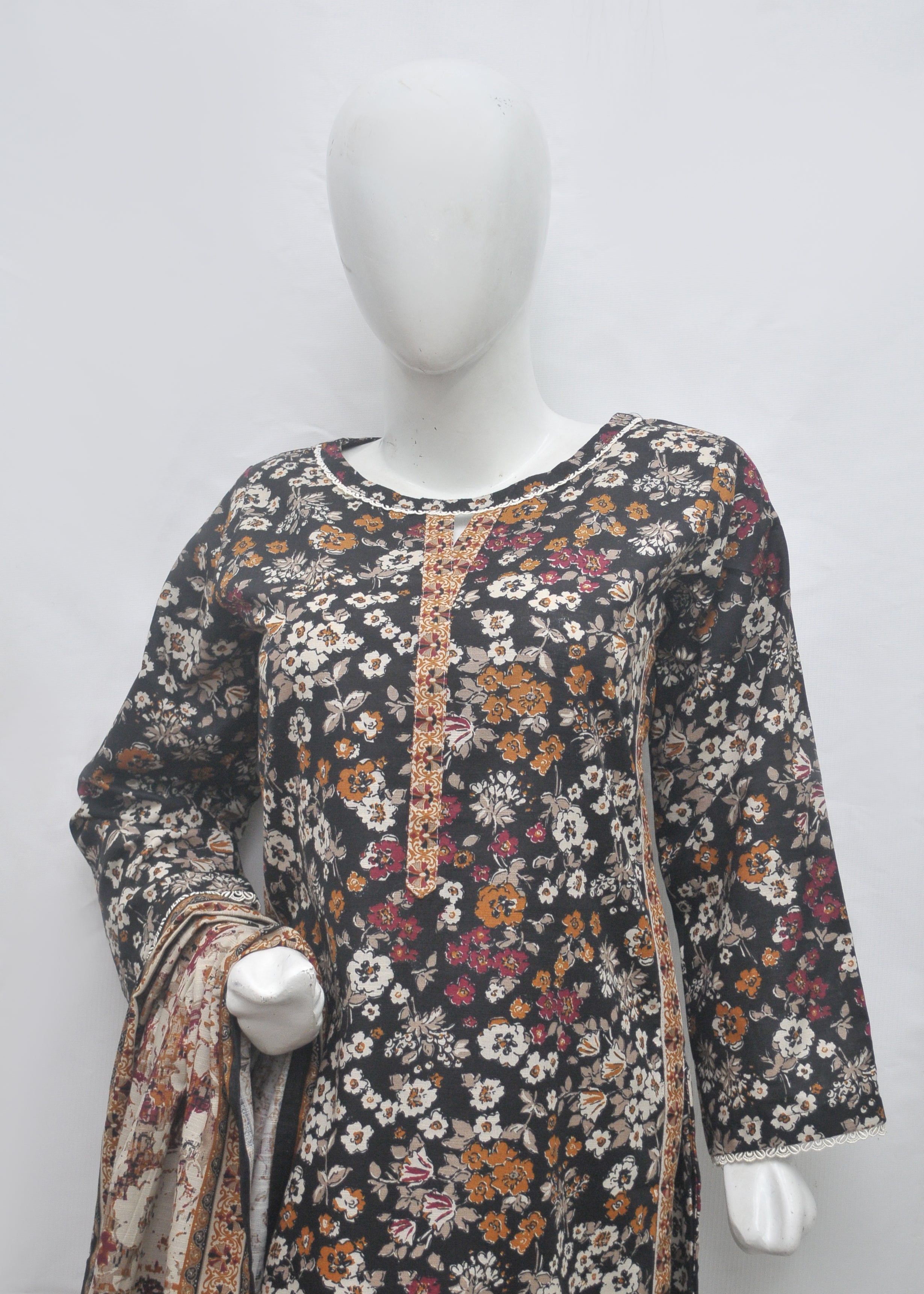 BinSaeed Printed 3pc Kurti - Khaddar