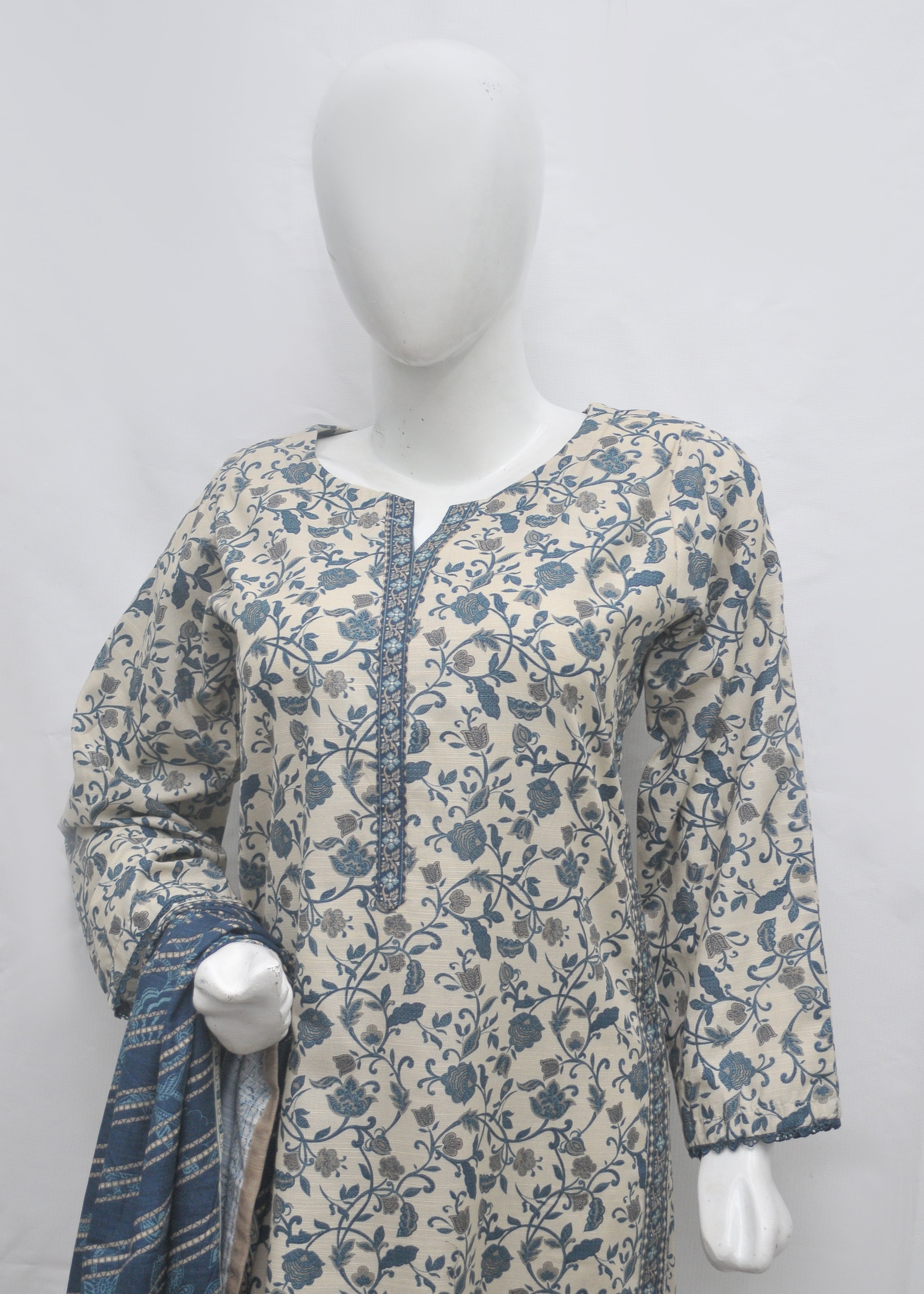 BinSaeed Printed 3pc Kurti - Khaddar
