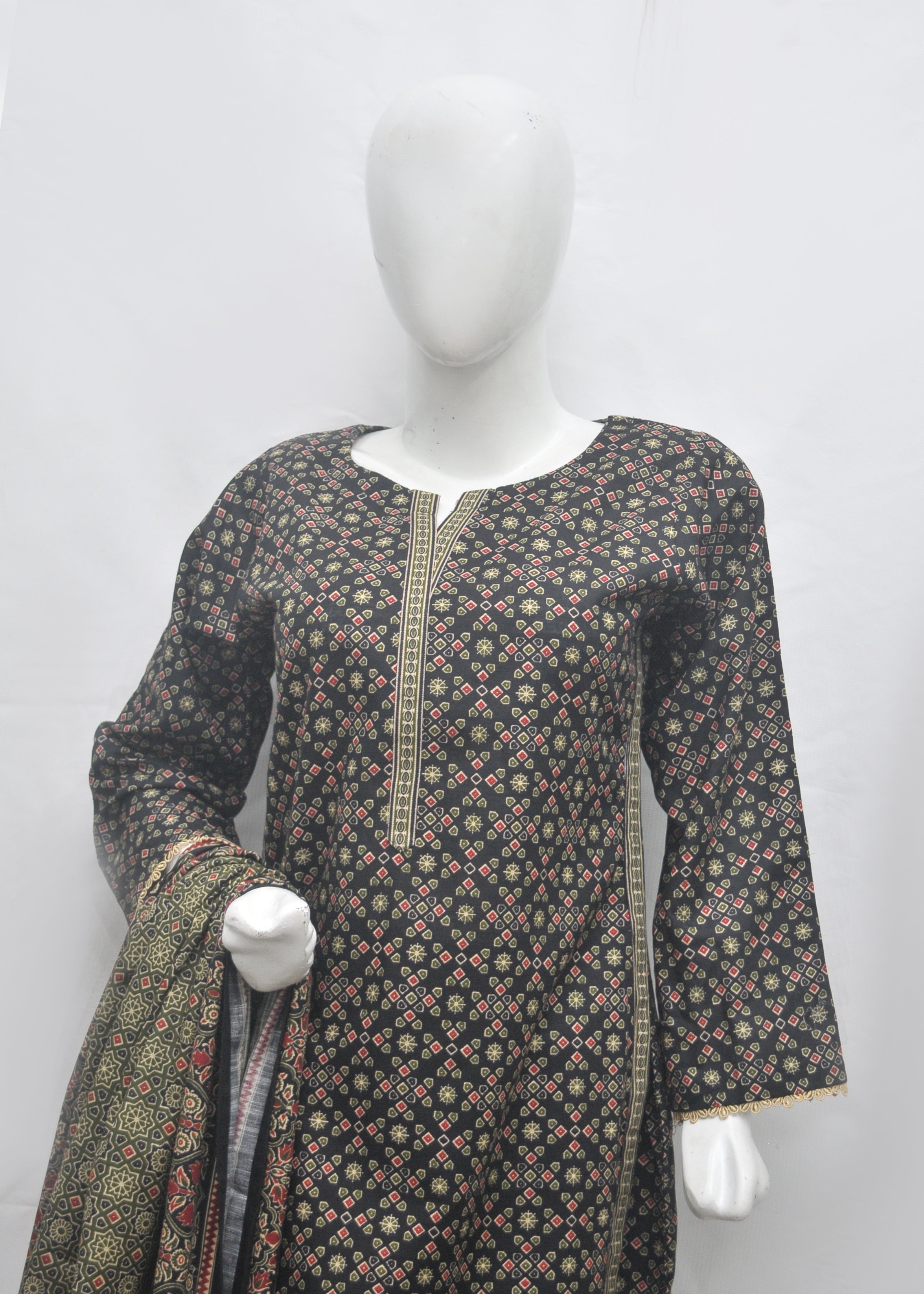 BinSaeed Printed 3pc Kurti - Khaddar