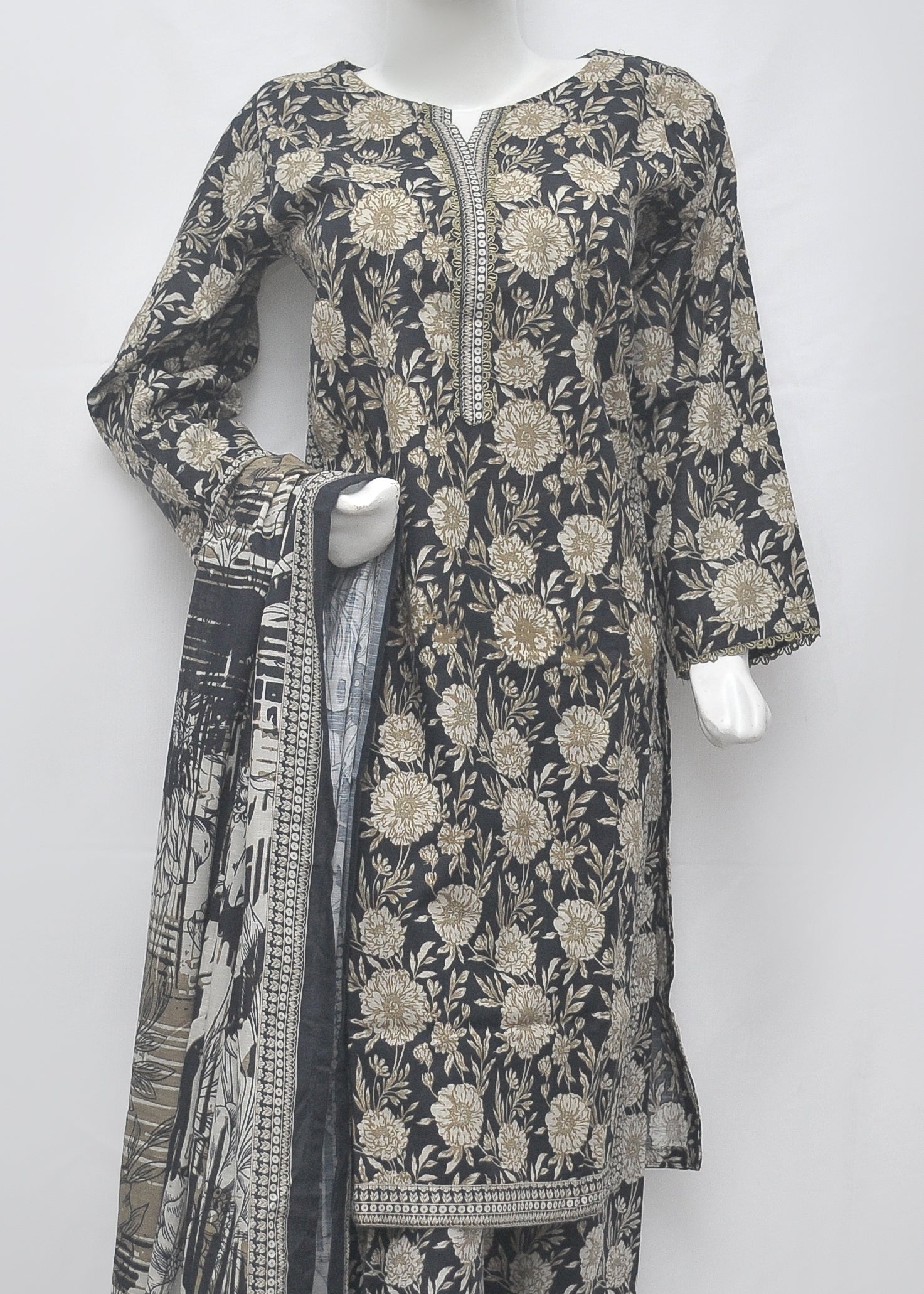 BinSaeed Printed 3pc Kurti - Khaddar