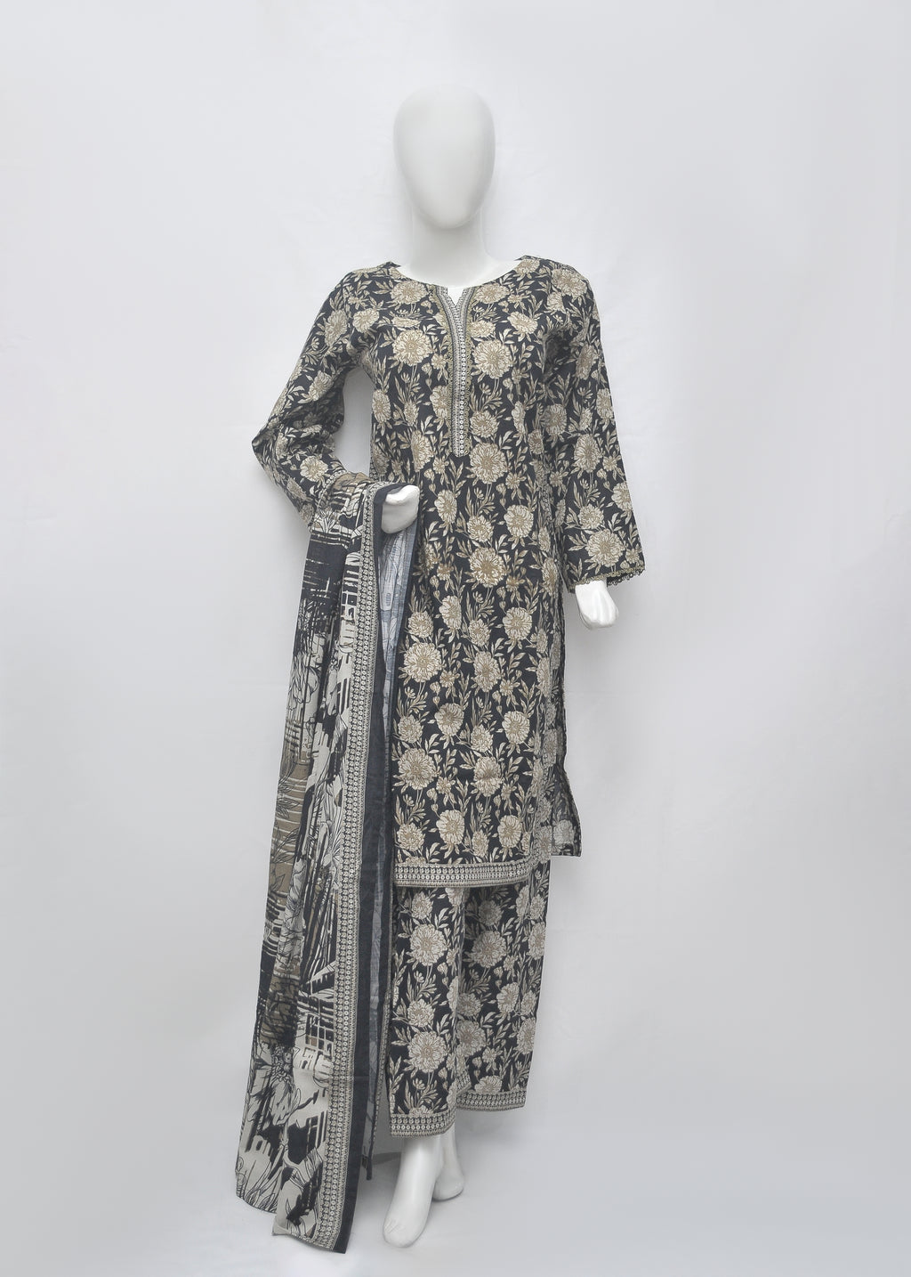 BinSaeed Printed 3pc Kurti - Khaddar