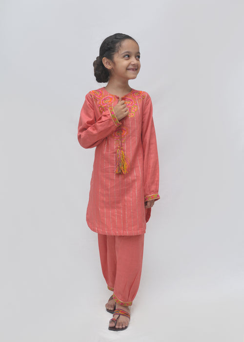 Embroidered Khaddar 2pc - Kids Winter Collection