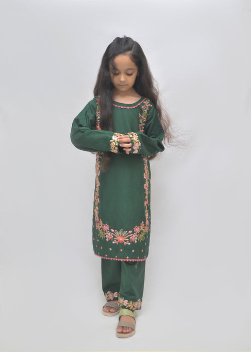 Embroidered Khaddar 2pc - Kids Winter Collection