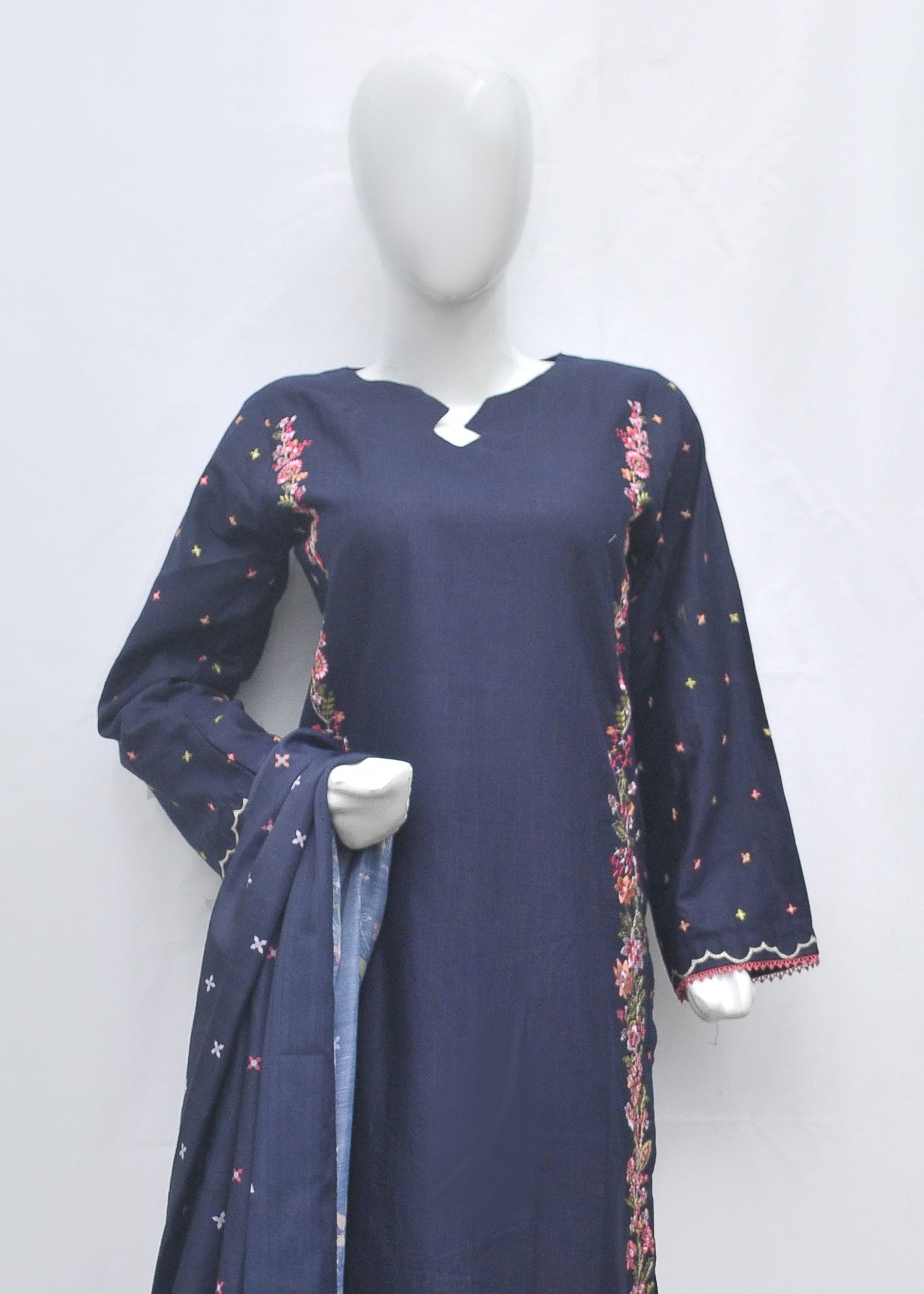 Embroidered Khaddar 3pc With Farshi Shalwar - Winter Collection