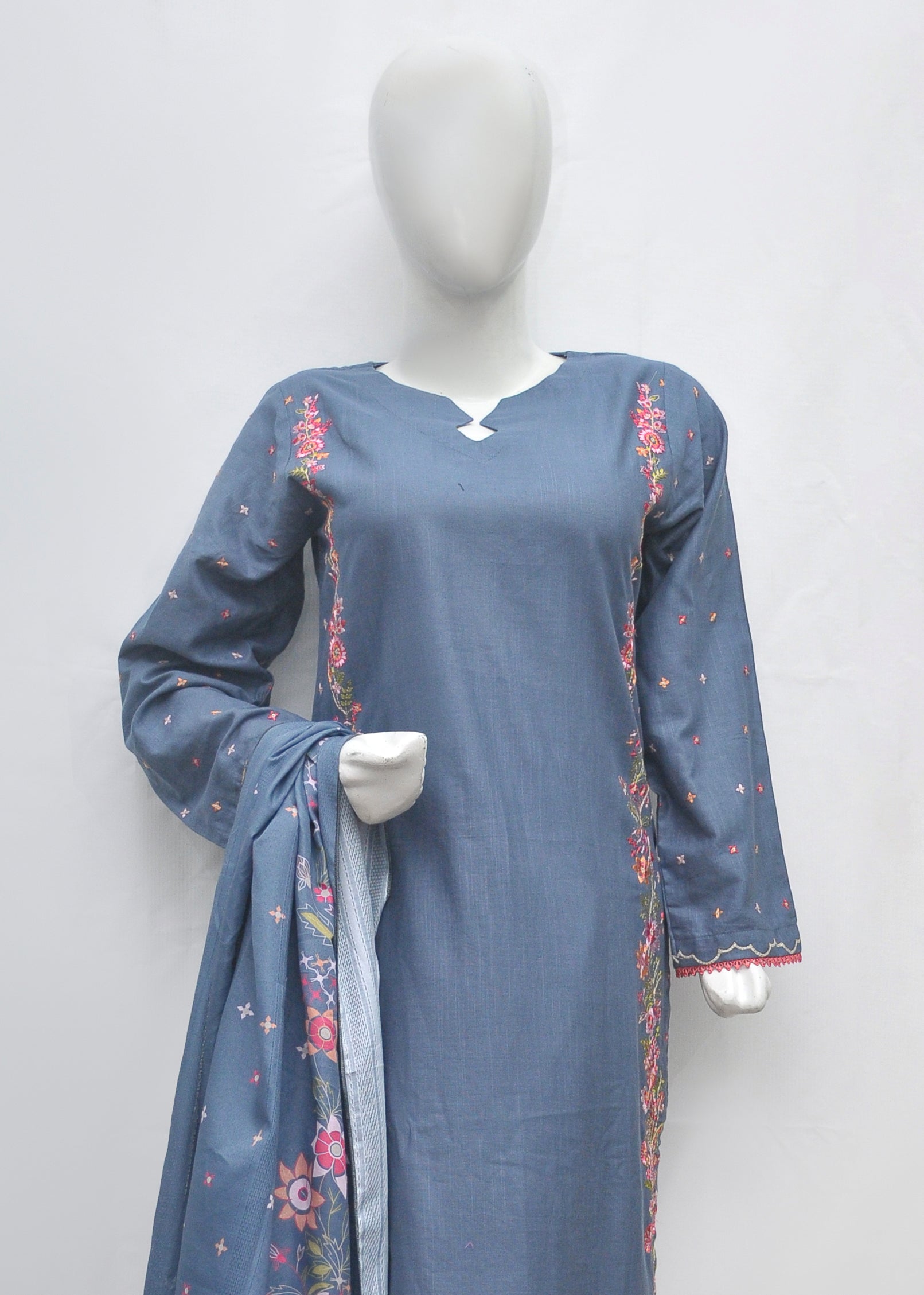 Embroidered Khaddar 3pc With Farshi Shalwar - Winter Collection