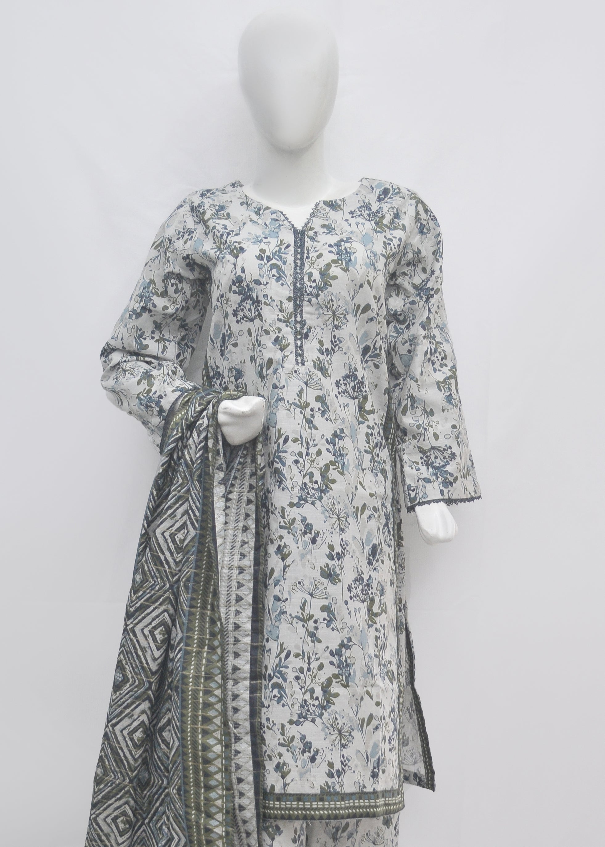 BinSaeed Printed 3pc Kurti - Khaddar