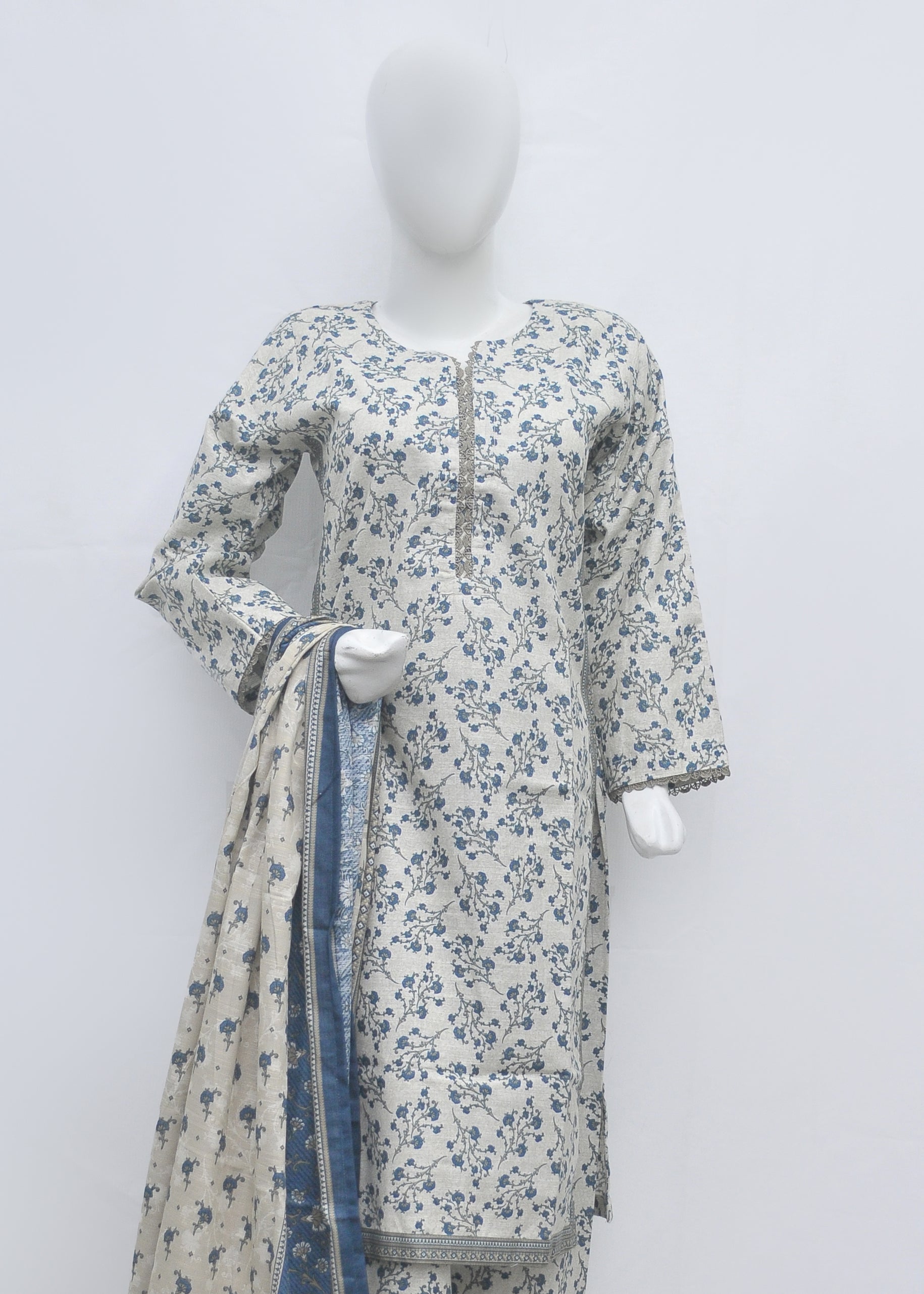 BinSaeed Printed 3pc Kurti - Khaddar