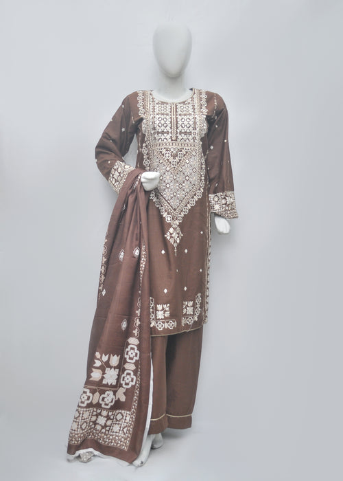 Embroidered Khaddar 3pc - Winter Collection