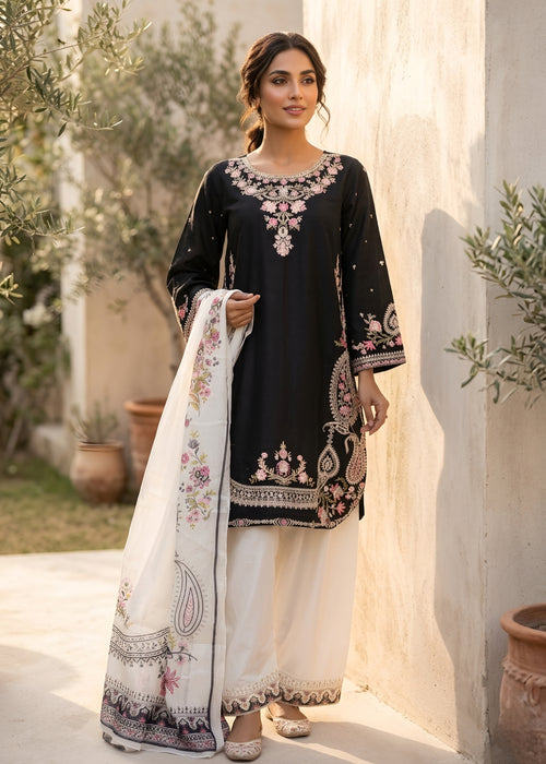 Embroidered Lawn 3PC With Farshi Shalwar