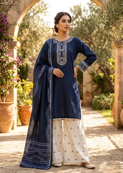 Embroidered Lawn 3PC With Farshi Shalwar