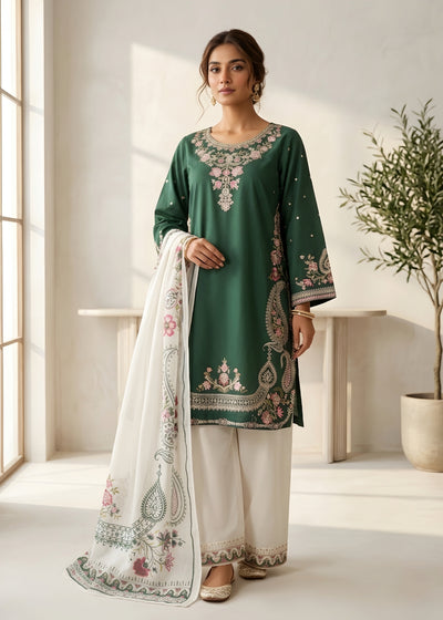 Embroidered Lawn 3PC With Farshi Shalwar