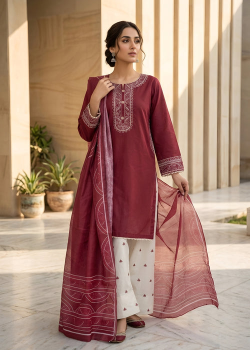 Embroidered Lawn 3PC With Farshi Shalwar