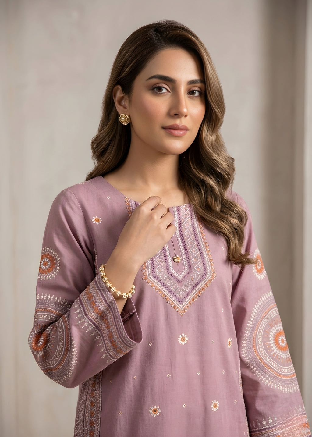 Embroidered Lawn 3PC With Farshi Shalwar
