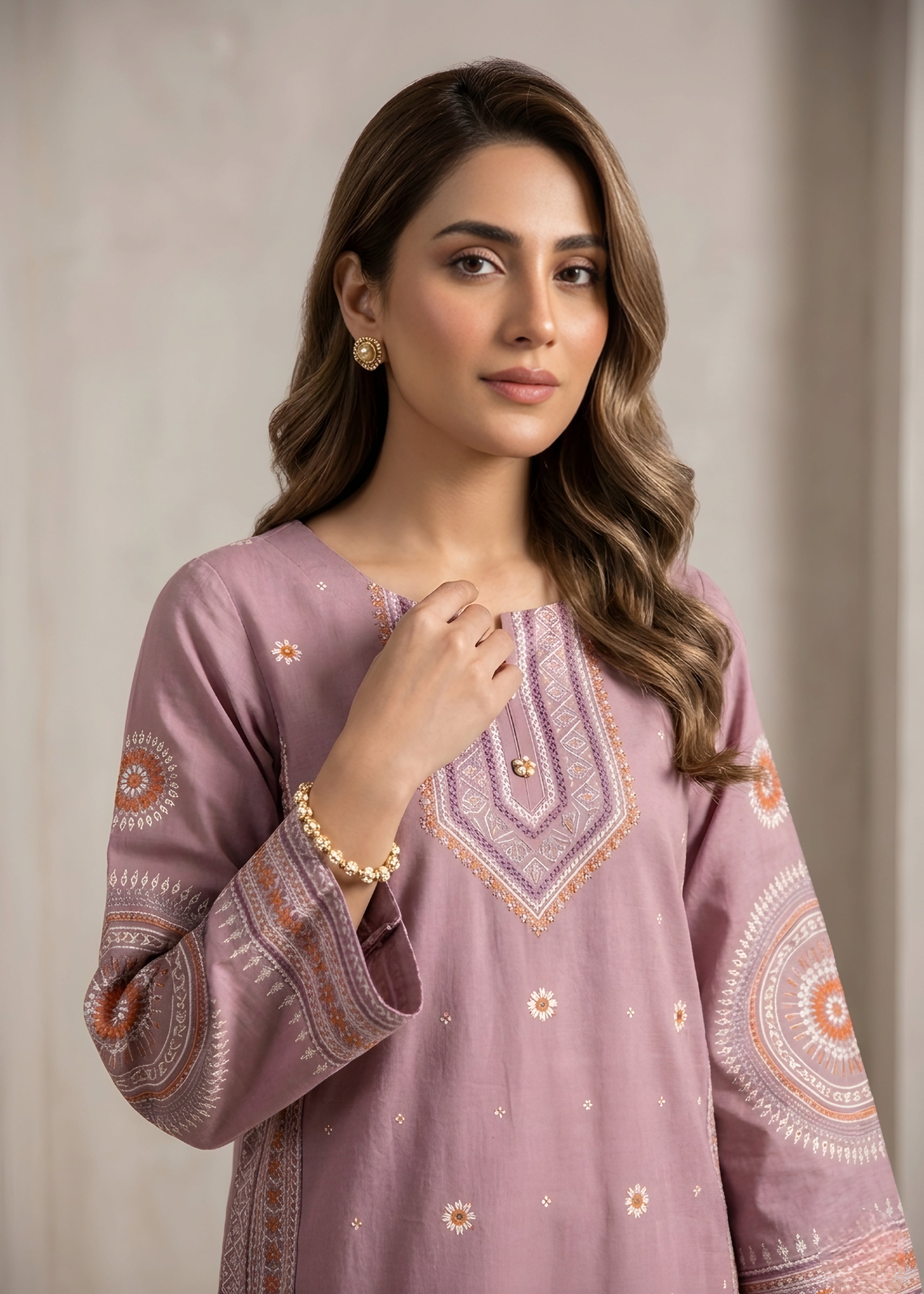 Embroidered Lawn 3PC With Farshi Shalwar