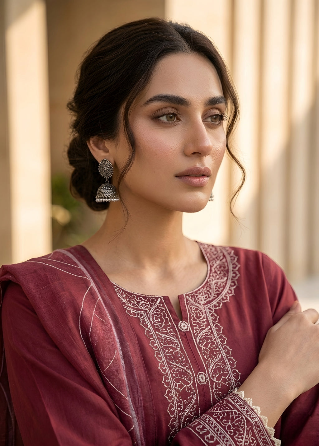Embroidered Lawn 3PC With Farshi Shalwar